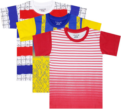 Luke and Lilly Boys Printed Cotton Blend Regular T Shirt(Multicolor, Pack of 3)