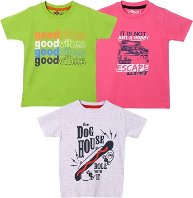 TODDLO Boys Graphic Print Pure Cotton Regular T Shirt(Multicolor, Pack of 3)