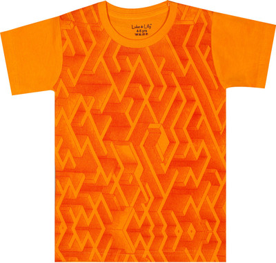 Luke and Lilly Boys Printed Cotton Blend Regular T Shirt(Orange, Pack of 1)