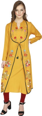 SHASHVI Women Embroidered Frontslit Kurta(Yellow)