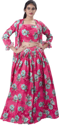 DRESSED UP DIVAS Printed Stitched Lehenga with Jacket(Pink)