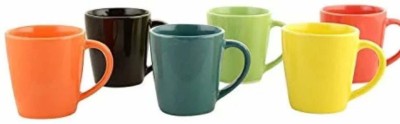 JNV Mart Matt Finish Multicolour Medium Size Tea and Coffee Cups (Set of 6) Ceramic Coffee Mug(130 ml, Pack of 6)