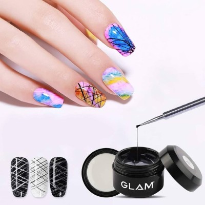 GLAM Spider Gel White ! Flexible Gel	Supports UV/LED Lamp	Thin viscosity White