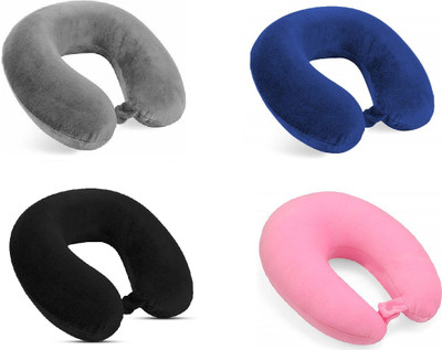 Jounwal Micro Fiber U-Shaped Soft Travelling Pillow Set of 4 Neck Pillow Neck Pillow(Multicolor)