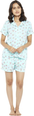 Dreamz by Pantaloons Women Printed Blue Top & Shorts Set