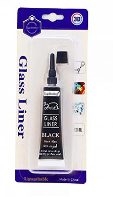 DEZIINE Glass Liner Colors 3D Glass Color 21ml x 1 Tubes With Black Color (Pack Of 1)(Set of 1, Black)