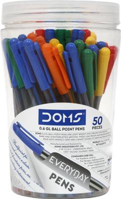 DOMS Everyday Direct Fluid Ball Pen  (Pack of 50, Blue, Black, Red)