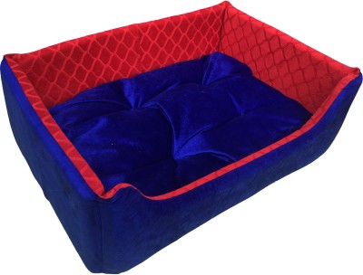 Slatters Be Royal Store PremiumQuality Velvet Luxury Washable DOG Sofa For All Season Sleeping CatPuppy L Pet Bed(Blue, Red)