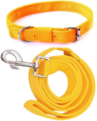 Pet Club51 Dog Belt Combo of 1 inch Yellow Dog Collar & Leash Specially for Medium Breed Dog Collar & Leash(Medium, Yellow)