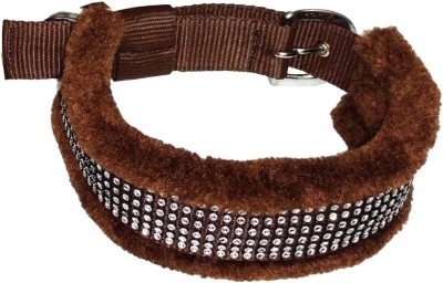 Pet Club51 High Quality & Stylish Nylon _Fur Dog Collar -0.75 Inch -Small Size (Brown). Neck Size ( 15-18.50 inch) Dog Show Collar(Small, Brown)