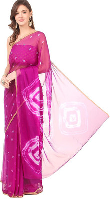 Durga Emporio Printed Bandhani Chiffon Saree(Pink)