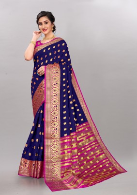 MR CREATION Woven Mysore Art Silk Saree(Blue)