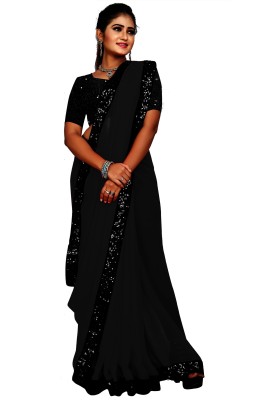 BRIHANNALA Embellished Bollywood Georgette Saree(Black)