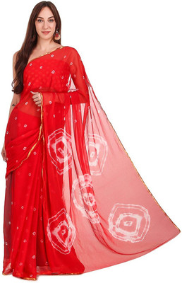 SainiVastra Printed Bollywood Chiffon Saree(Red)