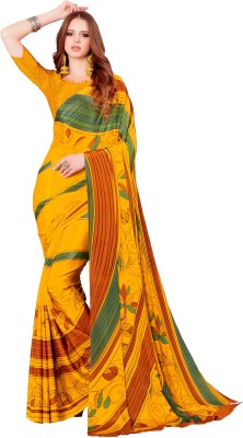 Kasak Printed Daily Wear Crepe Saree(Yellow)