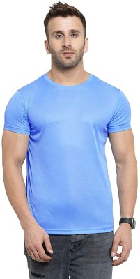 Polo Plus Solid Men Round Neck Blue T-Shirt