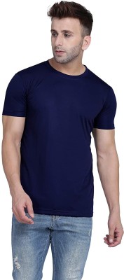 Polo Plus Solid Men Round Neck Dark Blue T-Shirt