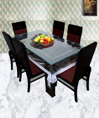 BONA SORT Embroidered 6 Seater Table Cover(White, PVC)