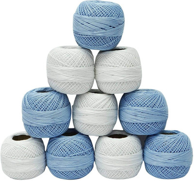 LUCASI Blue, White Thread(45 m Pack of10)