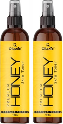 Oilanic Premium Honey Face Toner For Men & Women Combo Pack of 2 Bottles of 100 ml (200 ml ) Men & Women(200 ml)