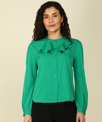 FLYING MACHINE Casual Solid Women Green Top