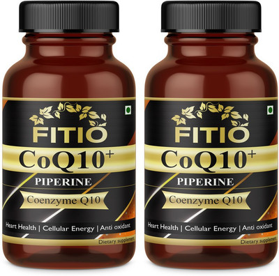 FITIO Coenzyme (coq10) 120mg with Piperine 5mg for Cardiovascular Health & Energy Ultra(2 x 60 Capsules)