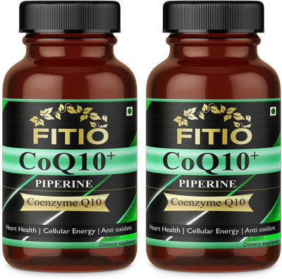 FITIO 120mg Coenzyme Q10 Capsules with Piperine Supplement for Heart Health Ultra(2 x 60 Capsules)