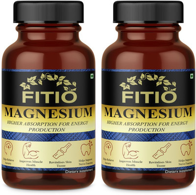 FITIO Magnesium 340 Mg Supplemen For Recovery Support, Relaxation & Energy Support(2 x 60 Capsules)