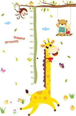 Wallzone 70 cm Animals Height Chart Large Vinyl Wallsticker For Kids|Schools|Home Decoration Self Adhesive Sticker(Pack of 1)