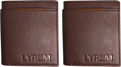 LYREM Men Brown Artificial Leather Wallet(3 Card Slots, Pack of 2)