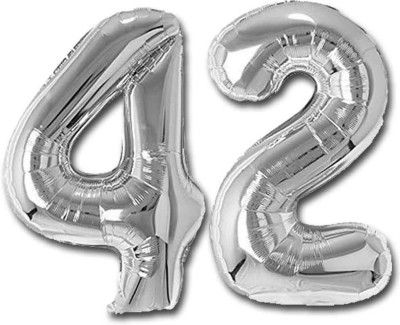 Shopperskart Solid 42 Numbers Foil-Aluminium Birthday-Anniversary Party Decorations Balloon(Silver, Pack of 2)