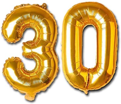 Shopperskart Solid 30 Numbers Foil-Aluminium Birthday-Anniversary Party Decorations Balloon(Gold, Pack of 2)