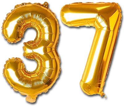 Shopperskart Solid 37 Numbers Foil-Aluminium Birthday-Anniversary Party Decorations Balloon(Gold, Pack of 2)