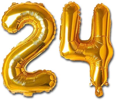 Shopperskart Solid 24 Numbers Foil-Aluminium Birthday-Anniversary Party Decorations Balloon(Gold, Pack of 2)