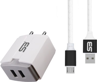 shopbucket 12 W 3.4 A Multiport Mobile 3.4A Double USB Port Fast Power Adapter BIS Certified, Auto-detect Technology, (White) with Micro USB 2.4A Charging Cable (Black) Length 1.2 Meter Long Cable Compatible With Techno Spark 7Pro,Tecno Spark Power, Tecno Spark 6 Air, Tecno Spark Go, Tecno Spark 5, 