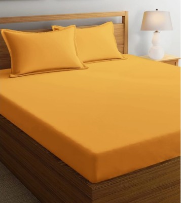 BELVOSTUM 180 TC Microfiber Double Solid Flat Bedsheet(Pack of 1, Yellow)