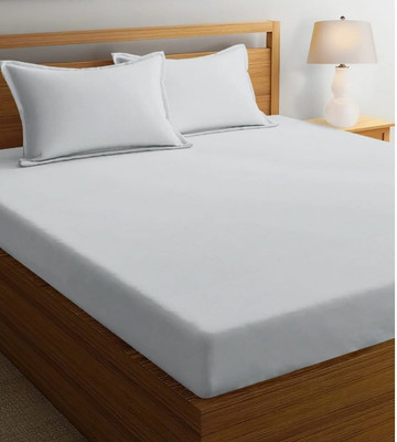 Osara Collection 280 TC Microfiber Double Solid Fitted (Elastic) Bedsheet(Pack of 1, Grey)
