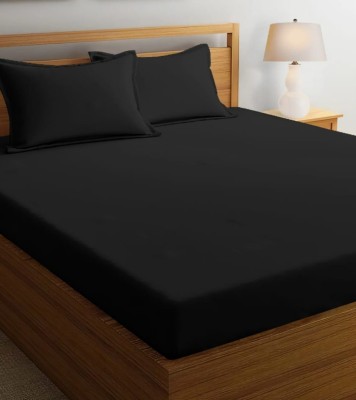 BELVOSTUM 180 TC Microfiber Double Solid Flat Bedsheet(Pack of 1, Black)