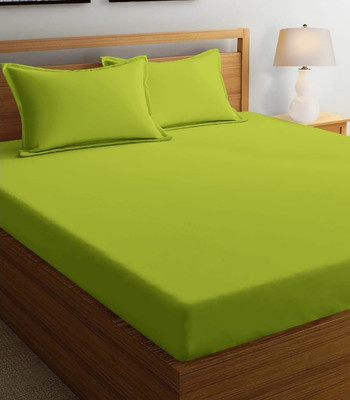 SHUKRAN 180 TC Microfiber Double Solid Flat Bedsheet(Pack of 1, Neon Green)