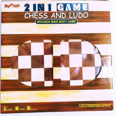 AGS MART Wooden Ludo + Chess 2 in 1 Board Game With One Set OF Ludo Coins + Dice & Chessmen Party & Fun Game Board Game,special wooden coins for chess and plastic coins for ludo Strategy & War Board Game