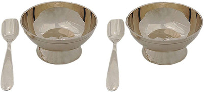 RBHMC BRONZE MASTER Bronze Serving Bowl Bronze ICE Cream Bowl with Spoon Set of 2 PCS(Pack of 1, Gold)