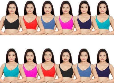 Gasperity Women Full Coverage Non Padded Bra pack of 12 (Multicolor) Women T-Shirt Non Padded Bra(Multicolor)