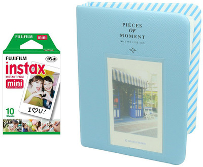 FUJIFILM Instax Mini 10x1 Sheets Instant Film with Blue Time Album 64 Sheets Film Roll(Yes 800 ISO Pack of 1)