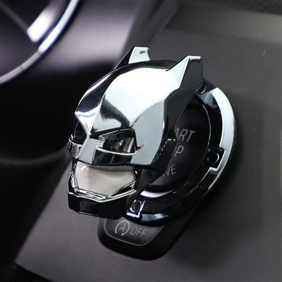 Selifaur Silver Car Engine Start Stop Switch Lambo Style Button Cover Decorative Auto Accessories Push Button Sticky Cover Car Interior Batman Car Inverter