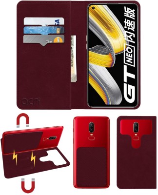 ACM Flip Cover for Realme GT Neo Flash(Maroon, Cases with Holder, Pack of: 1)