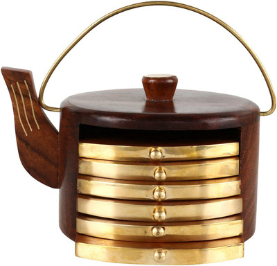 TAHIRA PARVEZ COLLECTION Square Wood Coaster Set(Pack of 1)