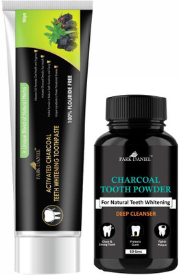 PARK DANIEL Activated Charcoal Teeth Whitening Toothpaste 100gm & Activated Charcoal Tooth Powder 50gms(2 Items in the set)