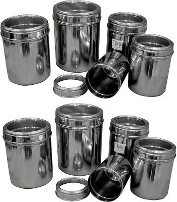 Dynore Steel Utility Container  - 500 ml, 750 ml, 1000 ml, 1250 ml, 1500 ml(Pack of 10, Silver)