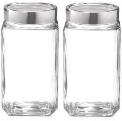 VERPHX Glass Grocery Container  - 1000 ml(Pack of 2, Clear)