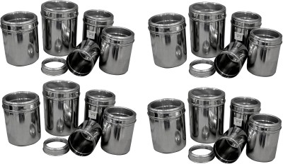 Dynore Steel Grocery Container  - 500 ml, 750 ml, 1000 ml, 1250 ml, 1500 ml(Pack of 20, Silver)